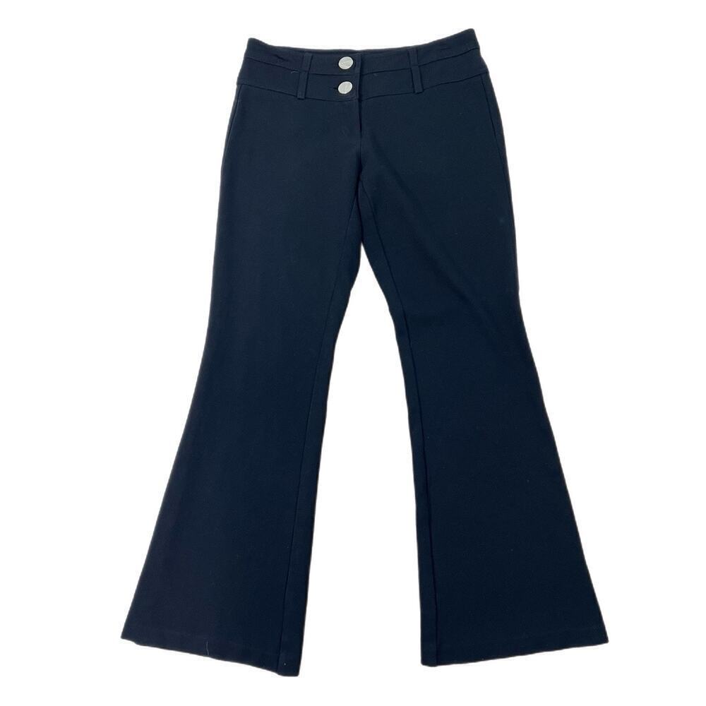 Cache Vintage Y2K Low Rise Flare Leg Black Ponte Pants Size 6 Stretch